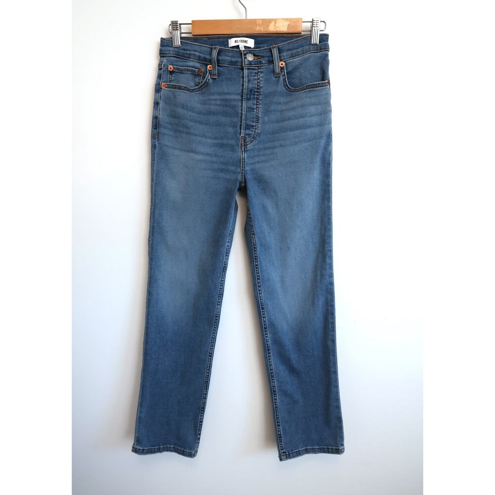 RE/DONE High Rise Stovepipe Comfort Stretch Jean Vintage Faded Blue 27 $265
